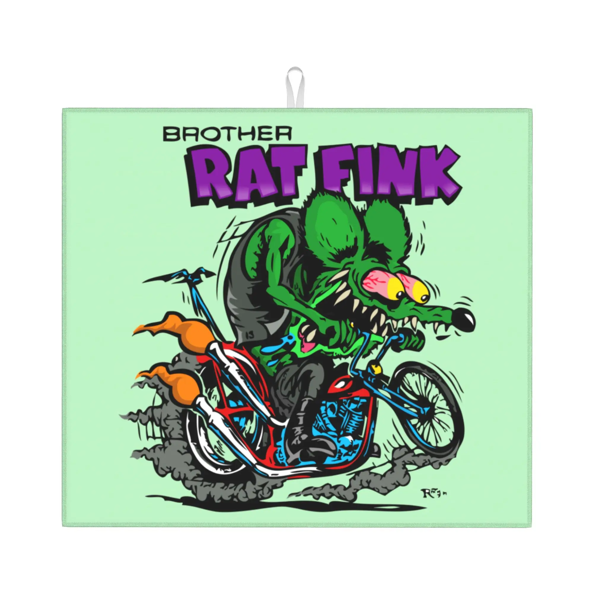 Rat Fink Animation Anime Cartoon Non Slip Kitchen Counter Protector Mat Barware Tableware Reusable Drying Mat For Kitchen
