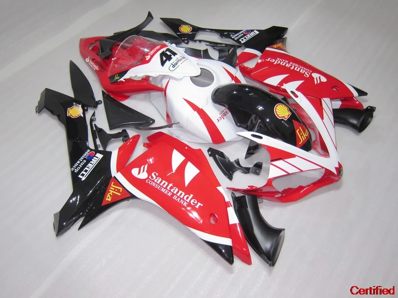 High grade Injection fairing kit fit for YAMAHA 2007 2008 YZFR1 YZF R1 07 08 red black white motorcycle fairings body kits 07