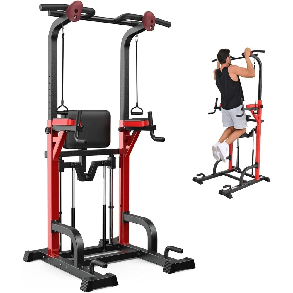 

Power Tower Dip Station Pull Up Bar for Fitness Home Gym Workout,Multi-Function Adjustable Height Fitness Strength Training