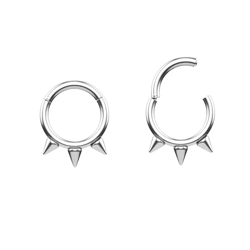 1Pcs Spike Nose Ring Septum Piercing Lip Ring Hinged Fit Snake Bites Piercing Evil Body Jewelry Helix Earring 16G 1.2mm