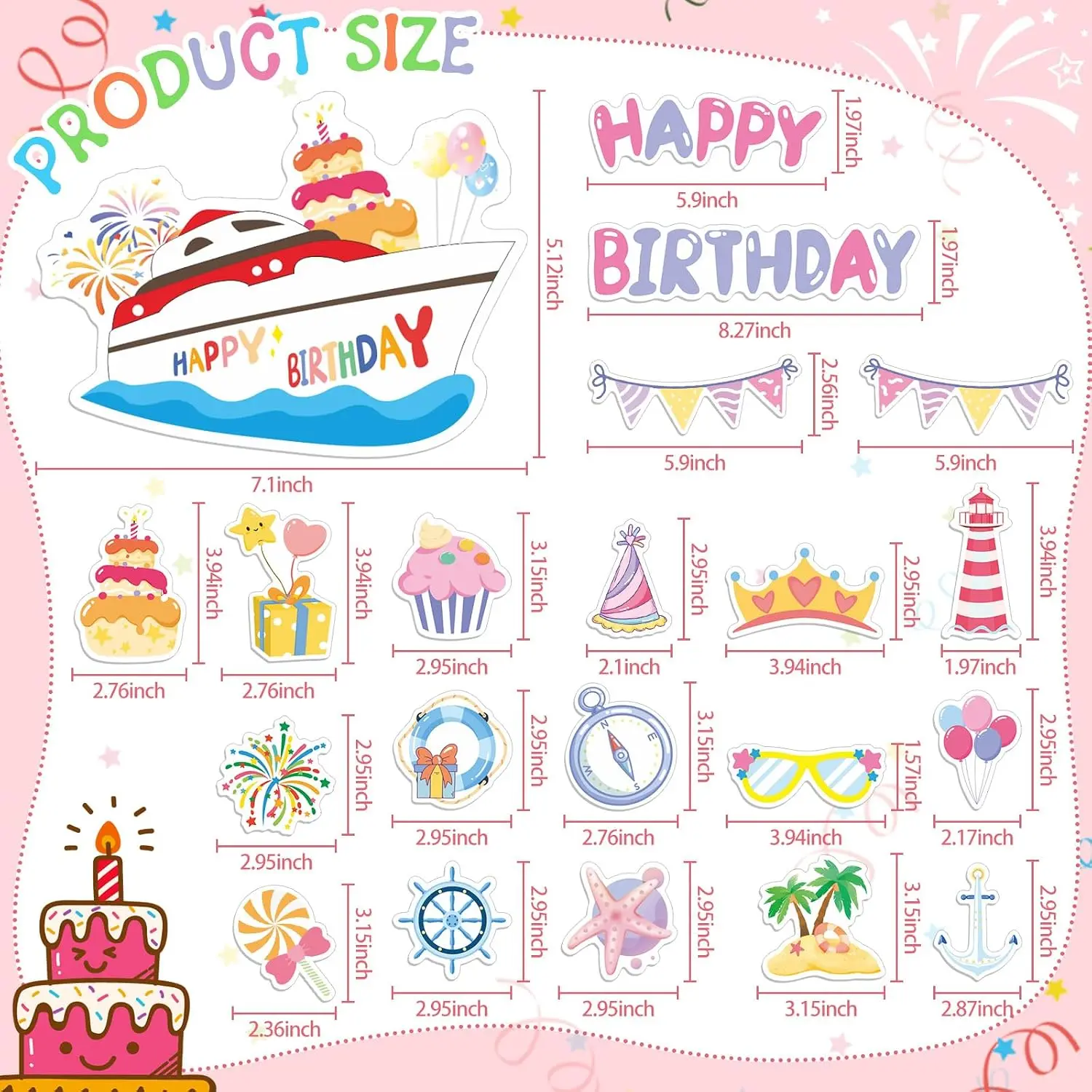 21 Pcs Birthday Cruise Door Magnets Decorations, Happy Birthday Funny Cruise Ship Cabin Door Magnets Decorations, Magnetic Reusa