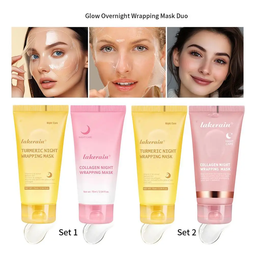 

Collagen Peel off Mask Deep Cleansing Pores Oil Control Turmeric Wrapping Night Face Mask for Brightening Rejevenation Skin Care