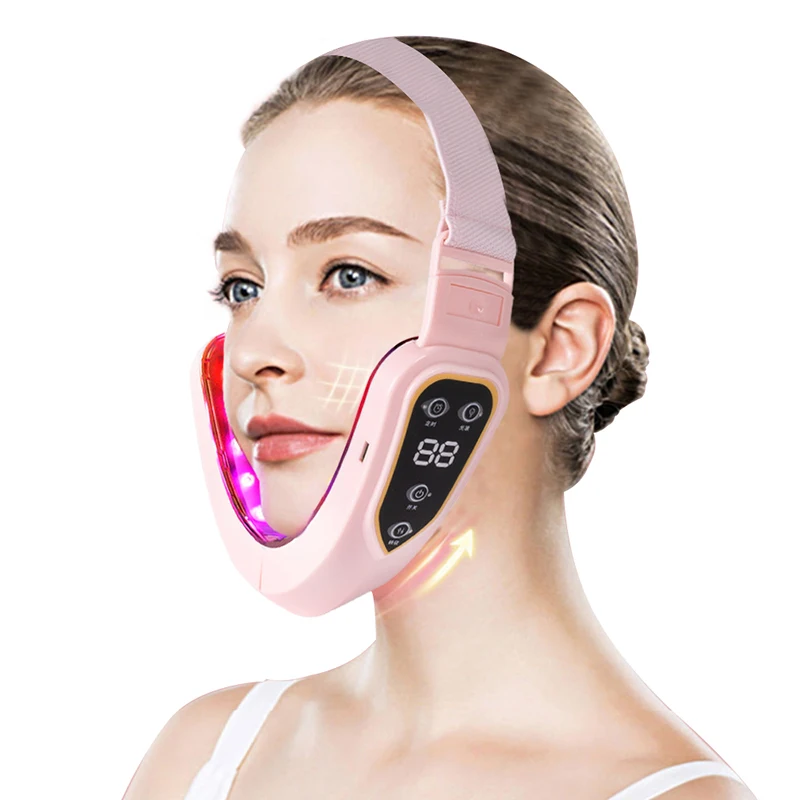 Appareil de levage du visage, thérapie photonique LED, masseur amincissant par vibrations, Double menton en V, Machine à ceinture de levage des joues en forme de visage