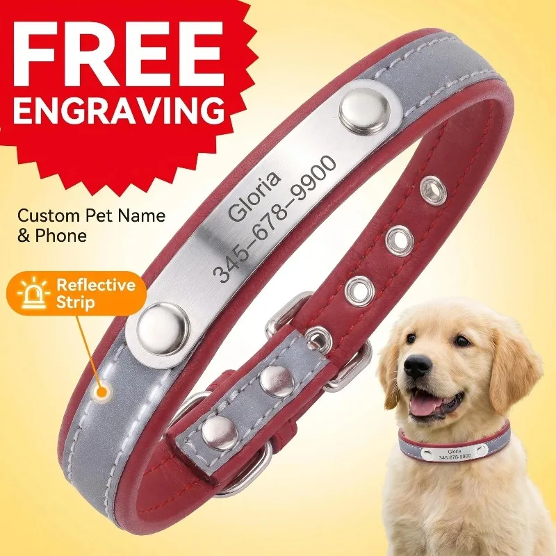Collier pour chien réfléchissant gravé, colliers personnalisés pour animaux de compagnie, étiquette d'identification pour chat, pour animaux de petite, moyenne et grande taille, avec nom et numéro de téléphone, chaînes, cadeau pour chiens