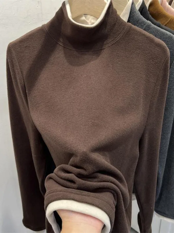 

Свободный женский лонгслив с высоким воротником из немецкого бархата, базовая модель, большие размеры, модный топ для осени и зимы