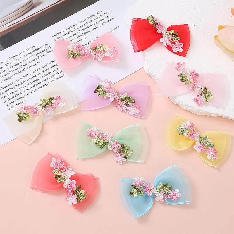 

18 шт., сетчатая ткань, аппликации с бантом для DIY, заколки для волос, аксессуары, головные уборы, сумка, декоративные нашивки