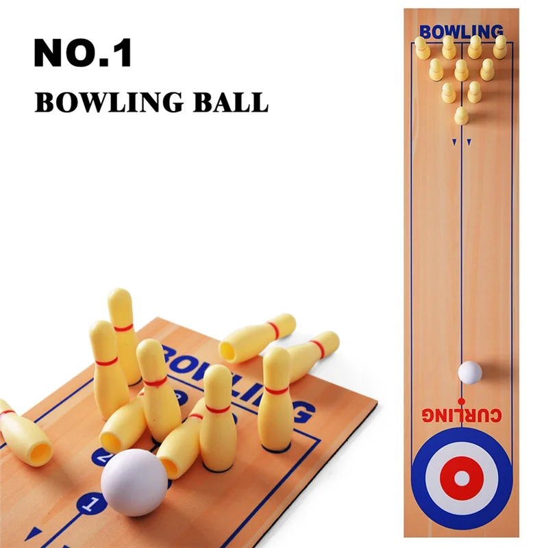 

ABWE-3 In 1 Table Shuffleboard Game Curling Bowling Table Top Games For Home Party Gift For Children And Adults