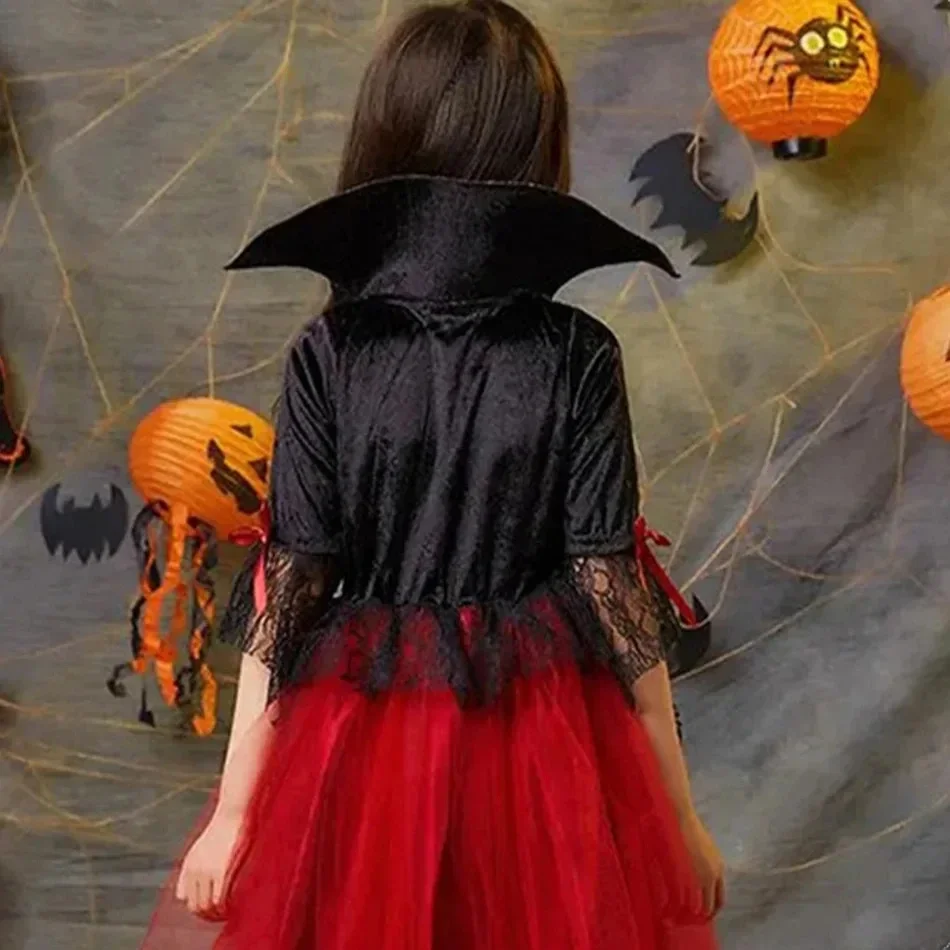 Disfraz de Novia Fantasma de la Edad Media para Halloween, Vestido de Encaje para Niñas, Ropa de Carnaval, Vestido Gótico Infantil para Baile