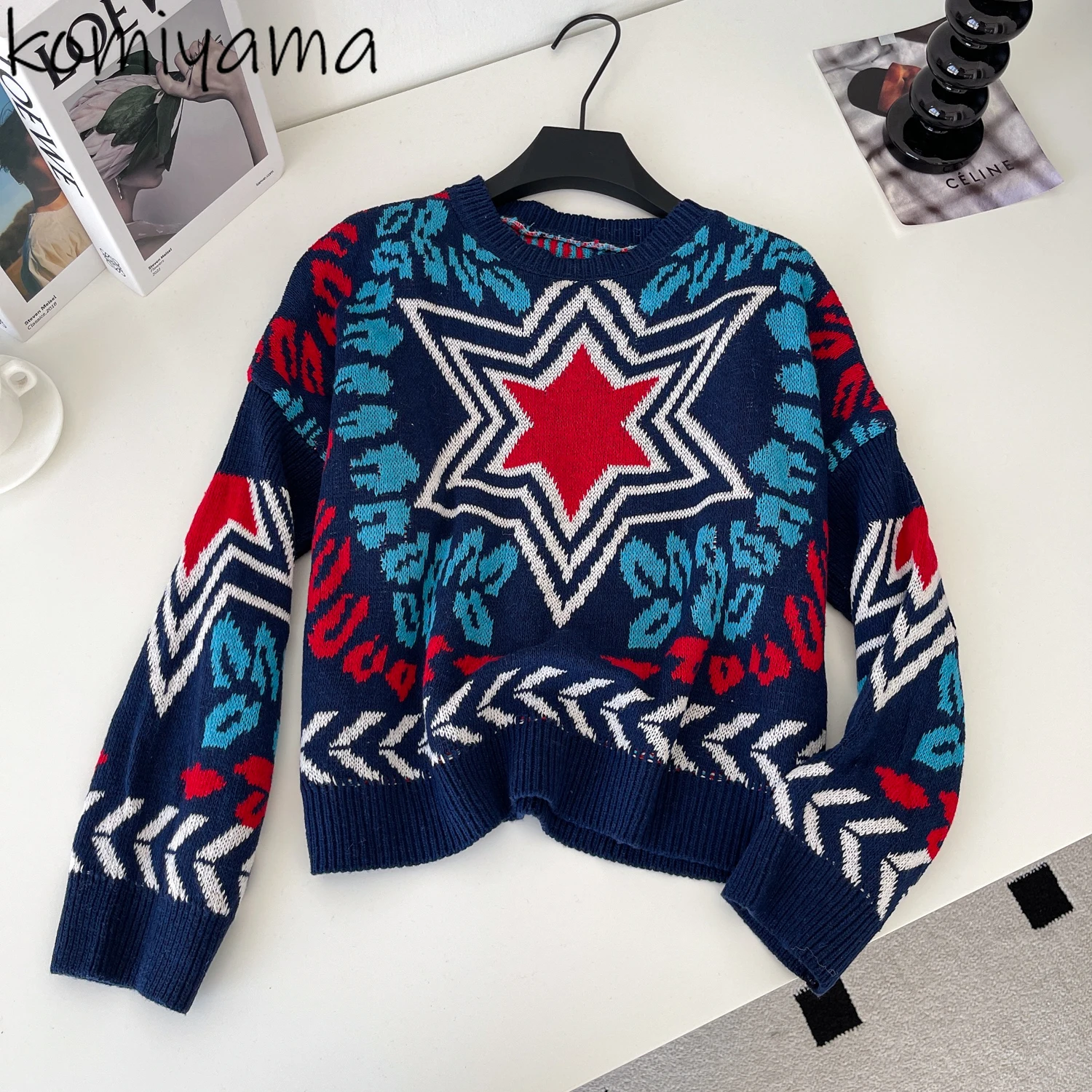 

Хит-цвет, вязаный Ropa De Muje, свободный повседневный свитер с круглым вырезом и длинными рукавами, женская одежда, универсальные осенние осенние пуловеры Femmes