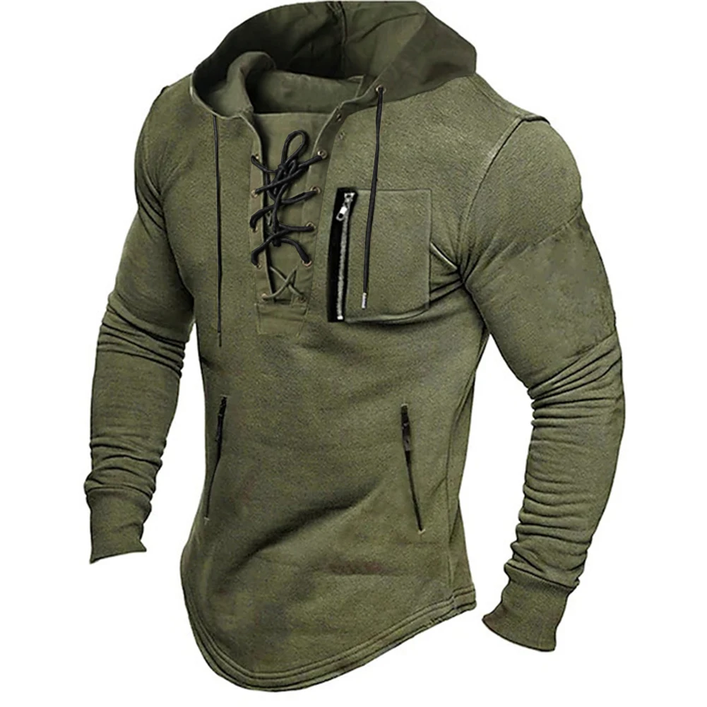 

Outdoor Pullover Hoodie for Men Vintage Style Comfortable Cotton Blend Slim Fit Long Sleeve Classic Design