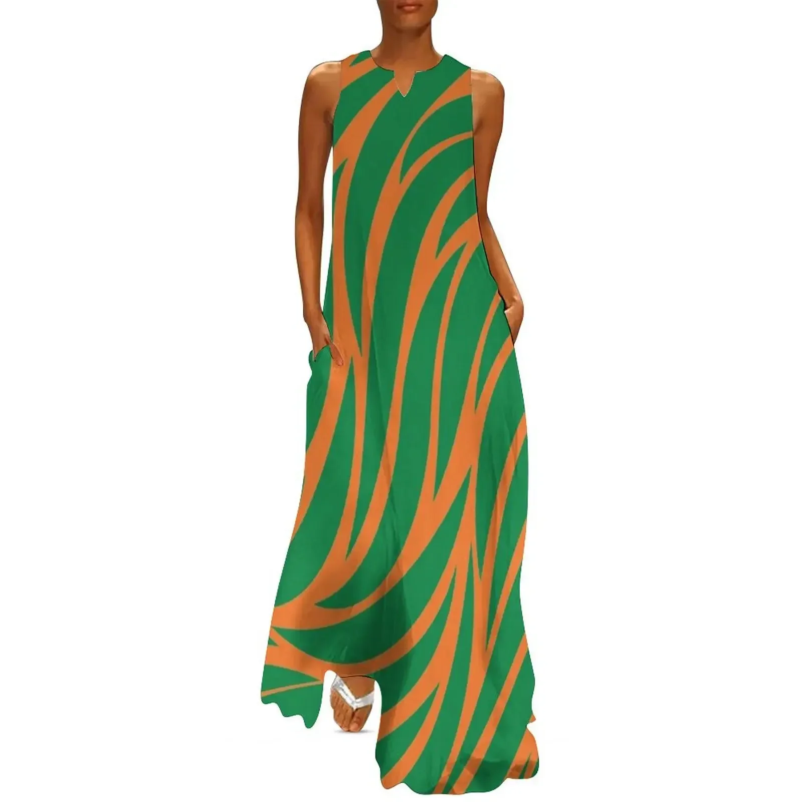 

Orange and Green Wavy Rattler Pattern Long Dress women's evening dress 2025 Dress