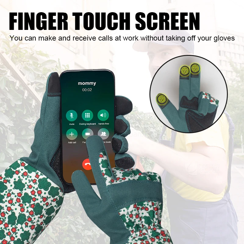 1 Pair Long Gardening Gloves Thorn Resistant Garden Gloves Rose Pruning Yard Work Gloves Touch Screen Breathable Work Gloves