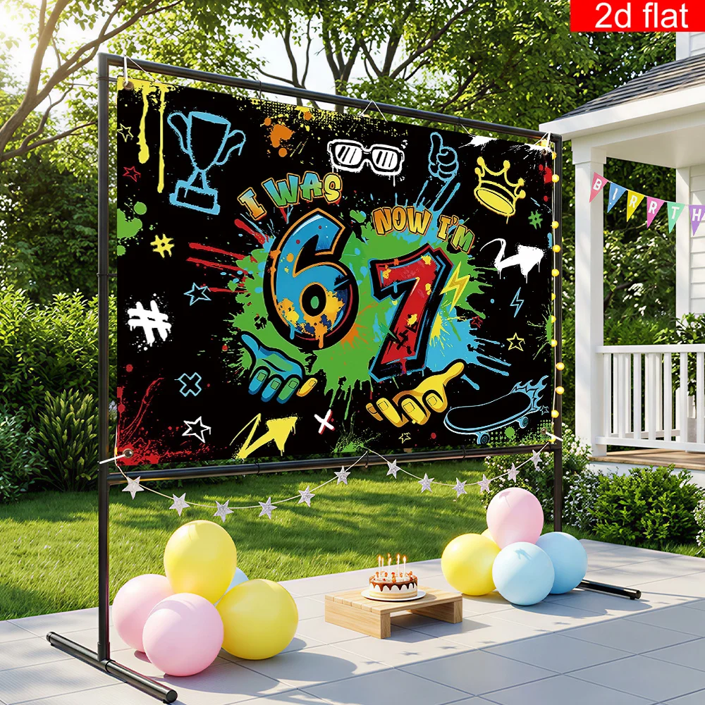 2D-Planarbanner, 1 Stück, Fotohintergrund mit Geburtstagsmotiv, geeignet zur Dekoration für Kinder im Alter von 6-7 Jahren