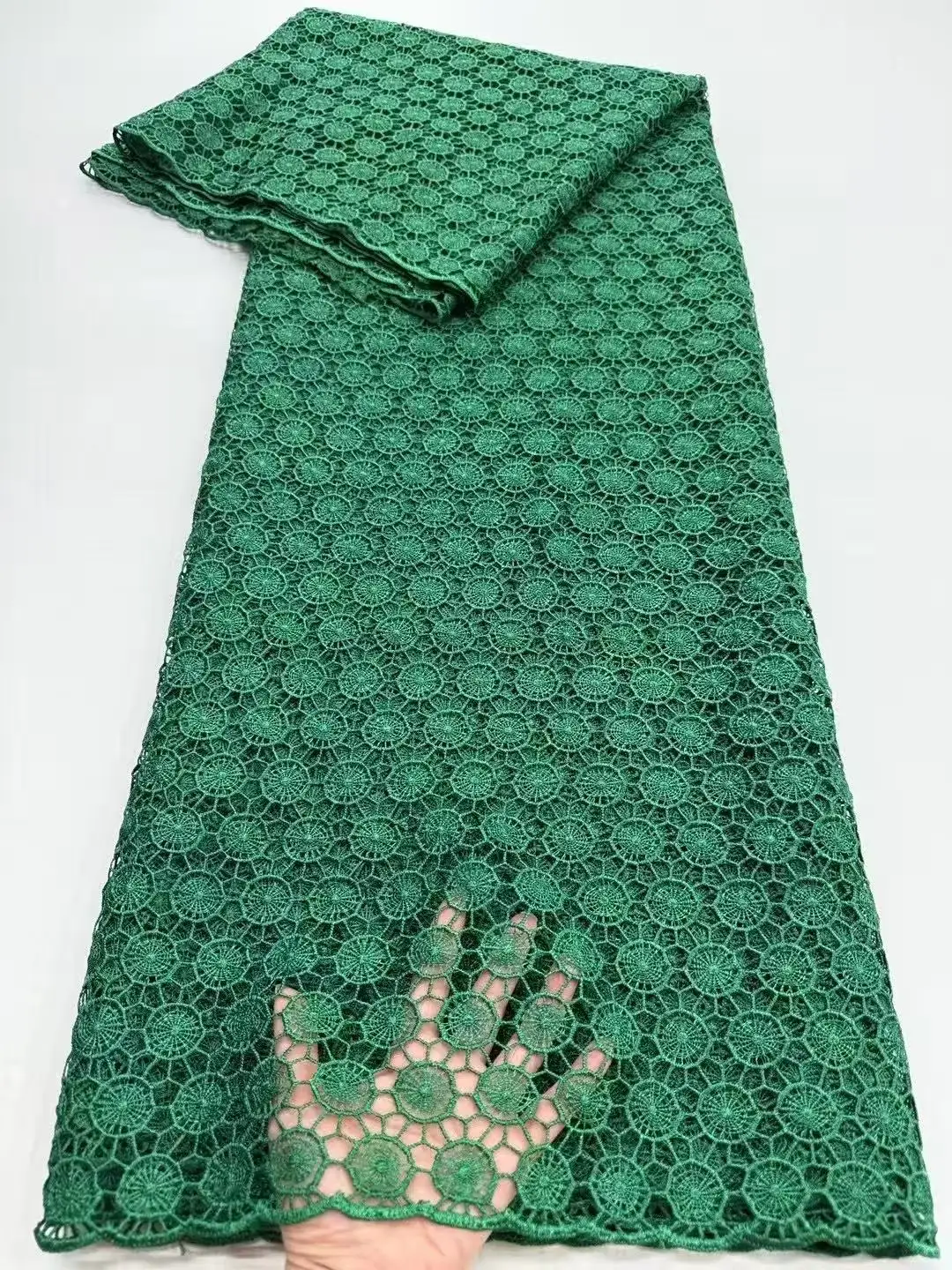 

2025 качественный африканский глянцевый шнур, гипюровая кружевная ткань, принадлежности для шитья ручной работы для платьев, вечеринки, 5 ярдов/лот, RL0626A