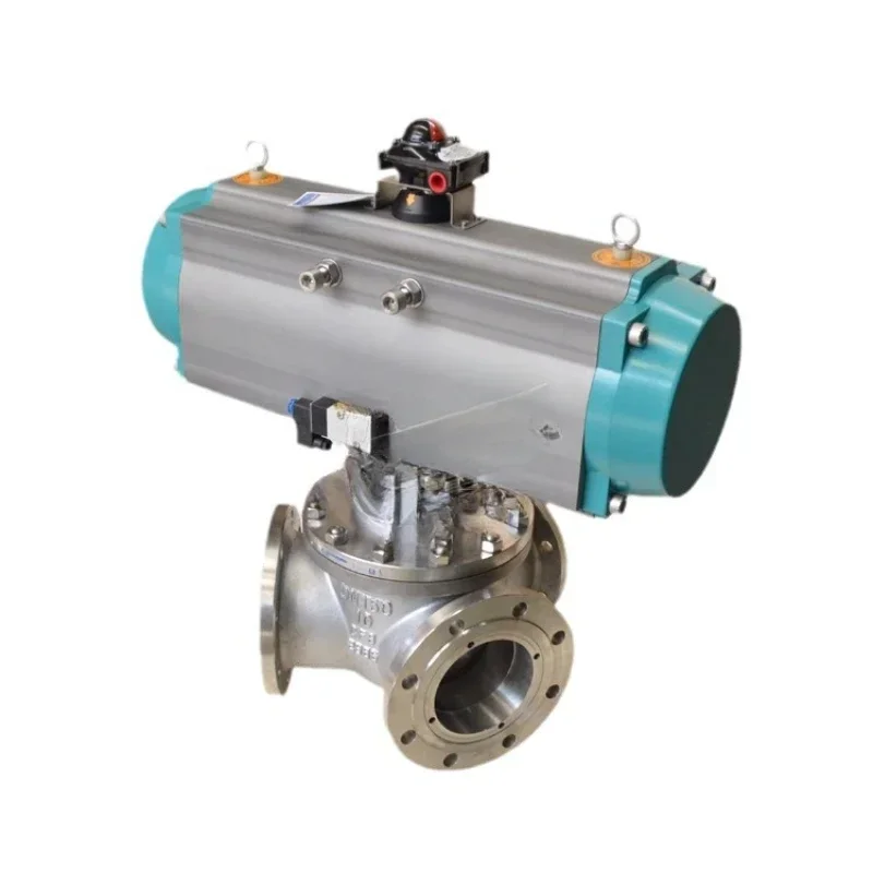 304 Pneumatic Y-type three-way ball valve (120 degrees 130 degrees 180 degrees) 150-Y120-P-3400TT