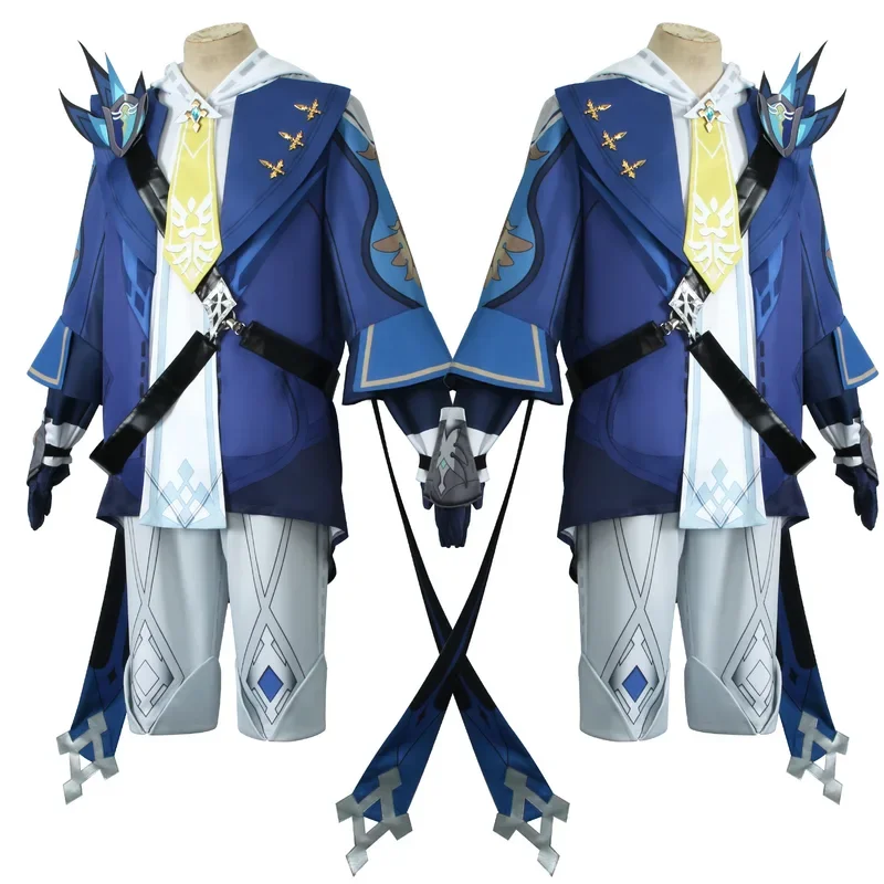 Mika Cosplay fantasia para menino, roupa Genshin Impact, terno Halloween, mochila, sapatos, peruca