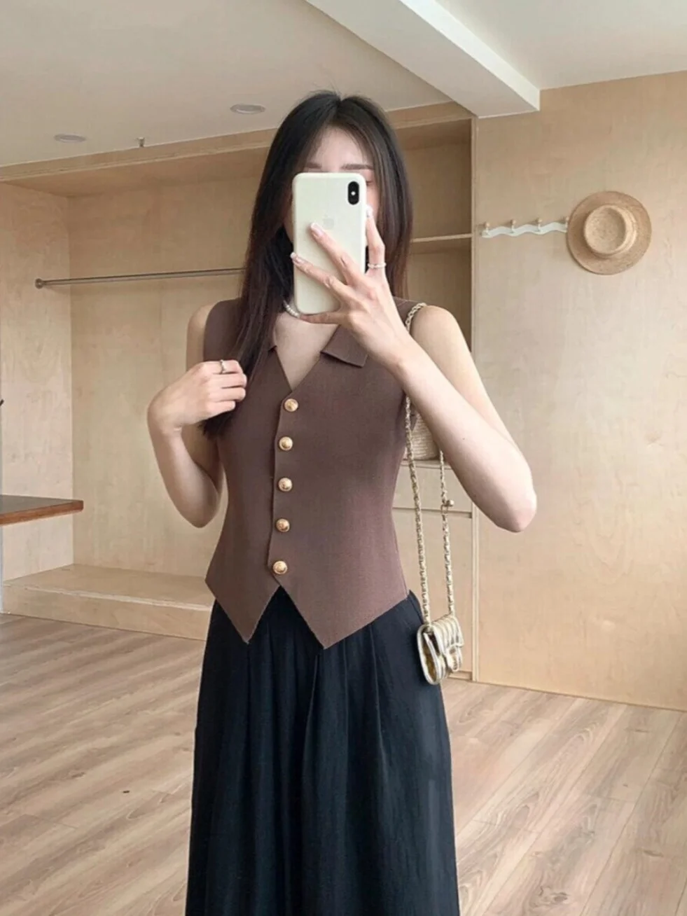 

Ele вязаный открытый кардиган с открытыми рукавами, женский дизайн с воротником-стойкой, зимний новый модный сладкий топ