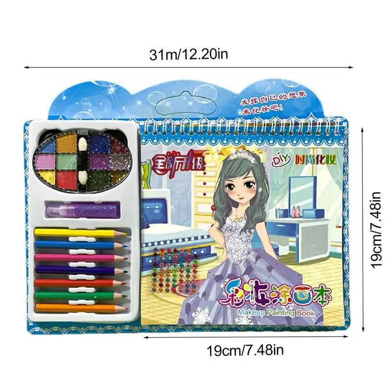 Make-up Malbuch Kreative Prinzessin Make-Up Dress Up Spiel Set mit Strass Aufkleber Kinder Handwerk Set Dress Up Sticker Buch