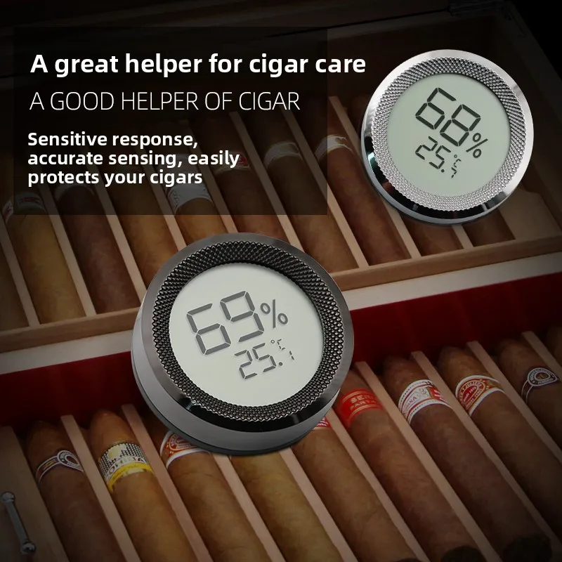 High Precision Electronic Humidity Thermometer round Cigar Box Measurement Lafuli Smoke Tool   Knife Eye Wear view 3