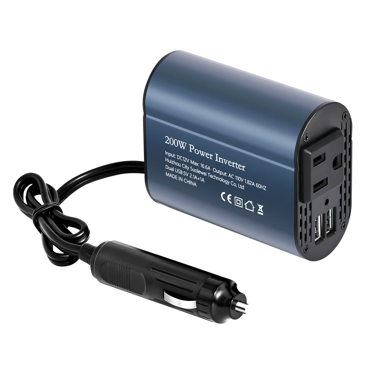 تيار مستمر 12 فولت إلى التيار المتناوب 110 فولت 60 هرتز المحمولة محول جهد السيارة شاحن محول 200 واط محول اكسسوارات السيارات