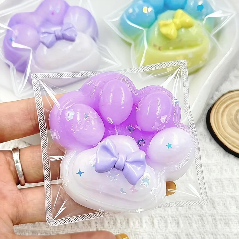 2-Pack of Randomly Colored Gradient Candy-Colored Cat Paw Squeeze Toys |   Sensory Toys for Relieving Stress, Squeeze Toys, a Taba Claw Cat Paw Stress Relief Toy, a Soft Squeeze Stress-Relief Toy, Perfect as Classroom Prizes or Party Favors, Cute Desktop Decorations, Delightful Party Gifts, Small Christmas Decorations, Birthday Gifts, Office Relaxation Tools, Fun Toys for Children.