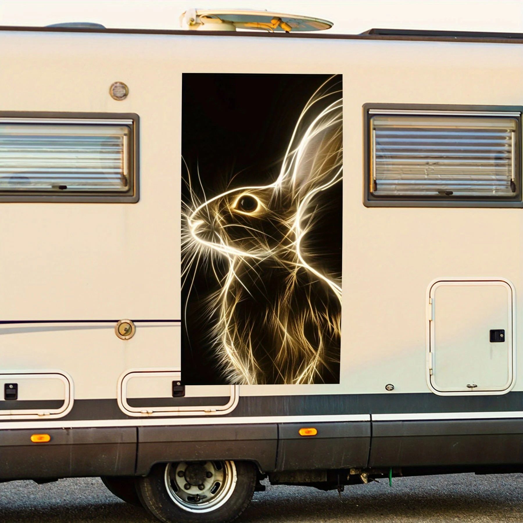 

Lightning Rabbit Car Hood Sticker PVC Self Waterproof Stick, Striking Auto Exterior Accessories Decor Protect Gift for Car Lover