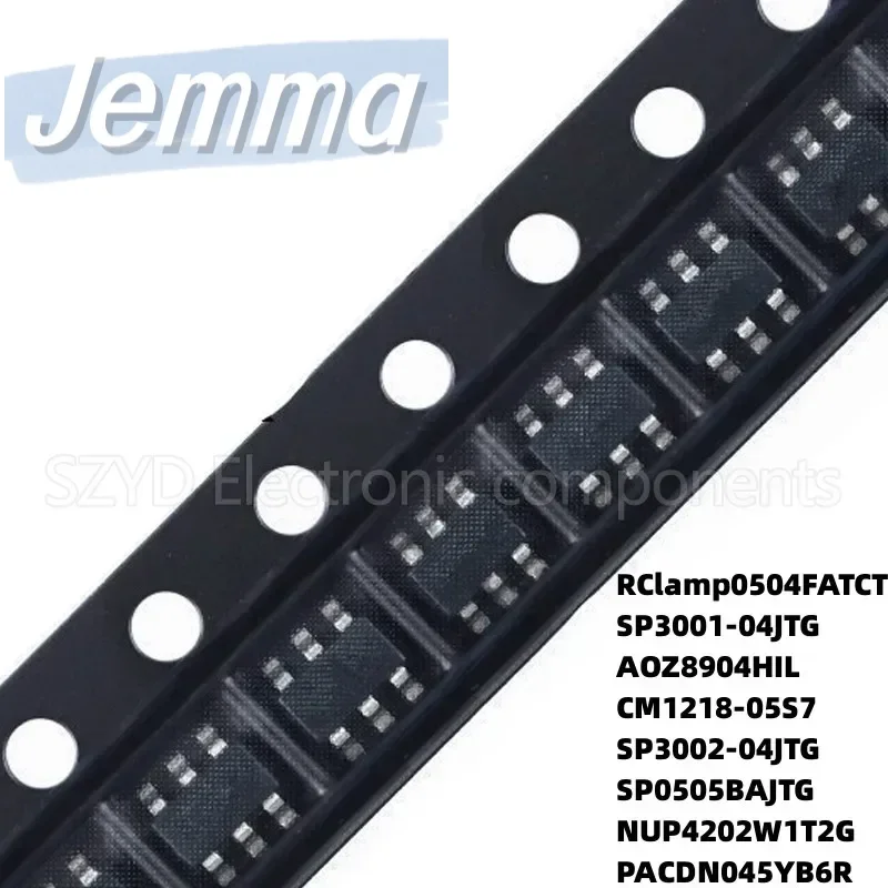 100PCS SC70-6 RClamp0504FATCT SP3001-04JTG AOZ8904HIL CM1218-05S7 SP3002-04JTG SP0505BAJTG NUP4202W1T2G PACDN045YB6R