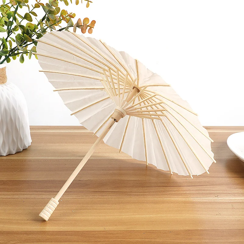 Weiße Papier-Sonnenschirme Chinesische Ölpapier-Deko DIY-Malerei Bambus-Schirme Hochzeit Brautparty Foto-Requisiten – Detail 11