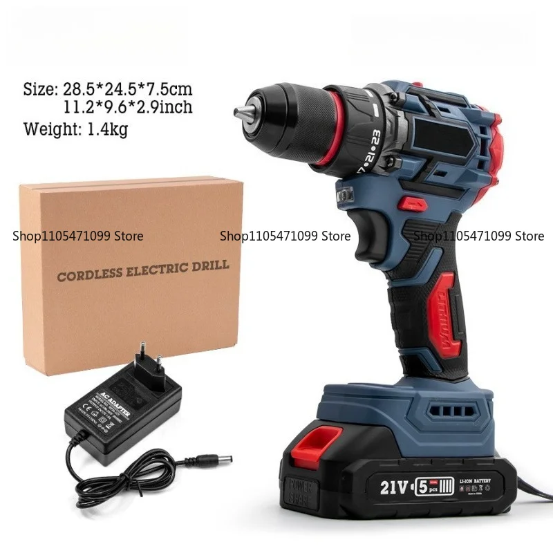 21v Brushless Impact Drill High Power Two Speed Hand Drill Household Electric Screw Batch Charging