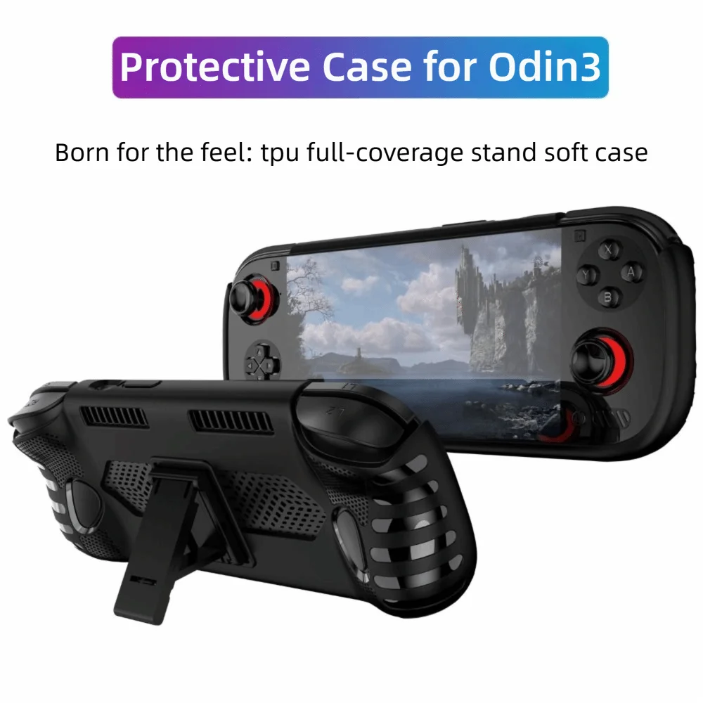 

Новый чехол для портативной игровой консоли из ТПУ с подставкой, мягкий защитный чехол, противоскользящий, ударопрочный корпус для AYN Odin 3