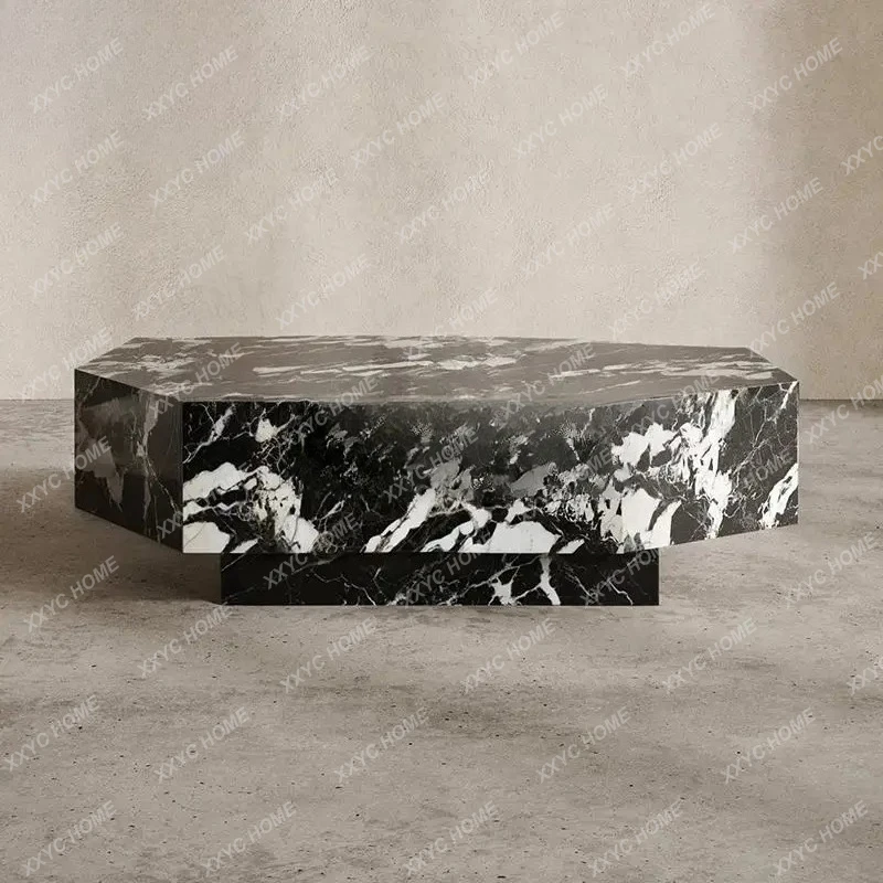 

A Italian minimalist natural black marble coffee table living room sofa coffee table