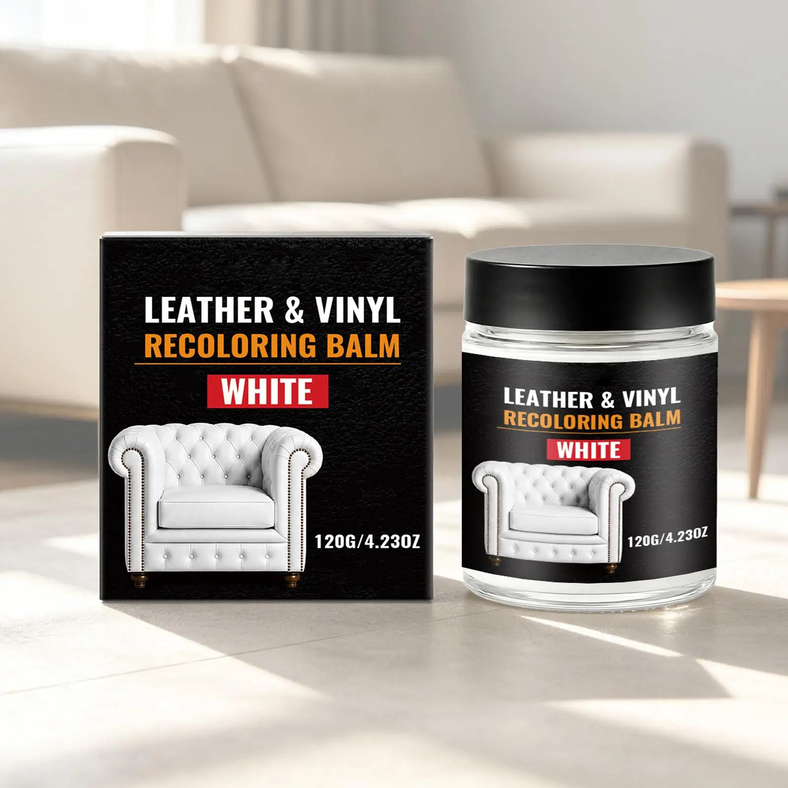 Leather Recoloring Balm 120g Professional Scratch Remover White Conditioner for Purse Sofa Car Seat