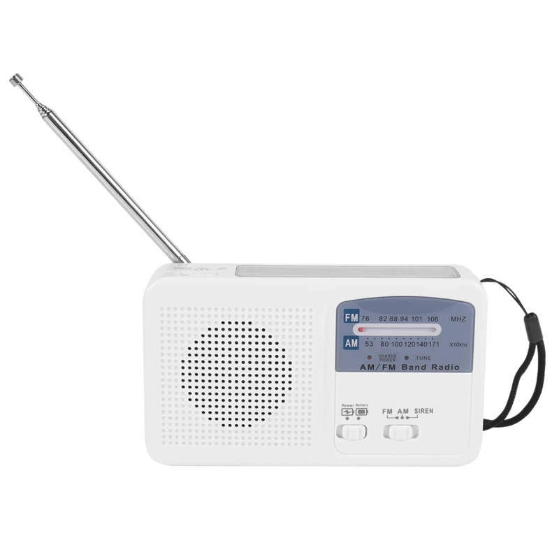 ●Emergency Radio with Solar and Hand Crank Self Powered, Battery USB Recharging FM/AM Radio LED Flashlight Phone Charger
