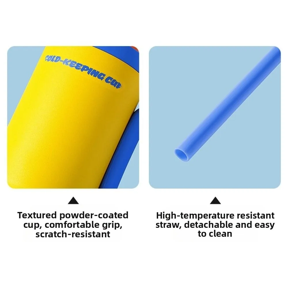 720ml Thermal Water Bottle Leak Proof Large Capacity Outdoor Insulated Mug Creative with Handle and Pendant Cold Beverages Cups
