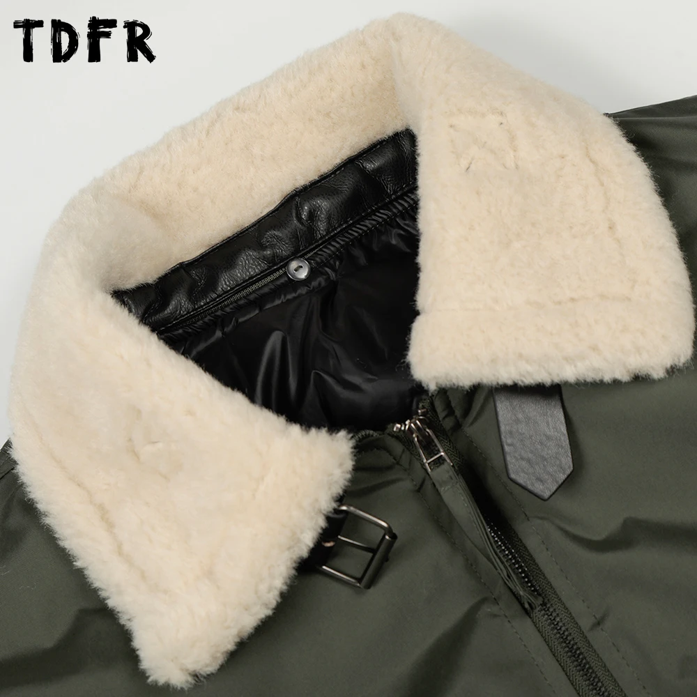 Gola de pele emendada carga acolchoada jaqueta dos homens bolso inverno retro safari estilo lapela manga longa grosso outerwear homem