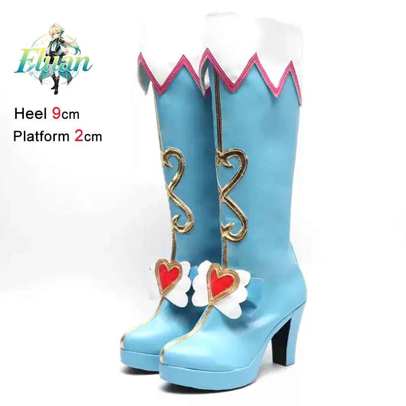 

Animation Game Cosplay Girls Shoes High Heel 9cm Blue Role-Playing Shoes Boots Halloween Chritmas Rainbow Disguise Women Heels