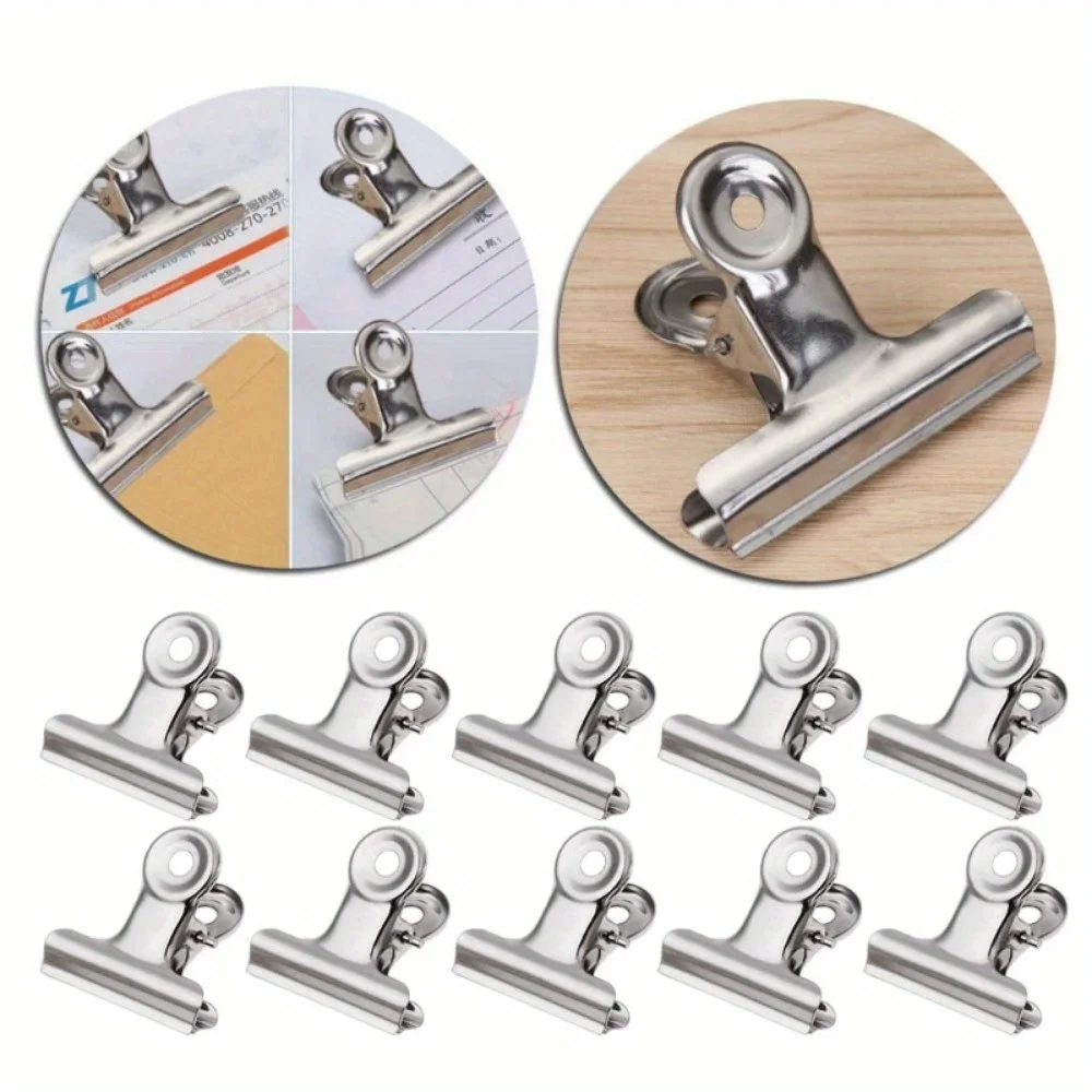 10p Powerful Metal Clip Stationery Office Supplies Household Folder Fixing Small Book Clip Extra Large Sketch Board Drawing Clip