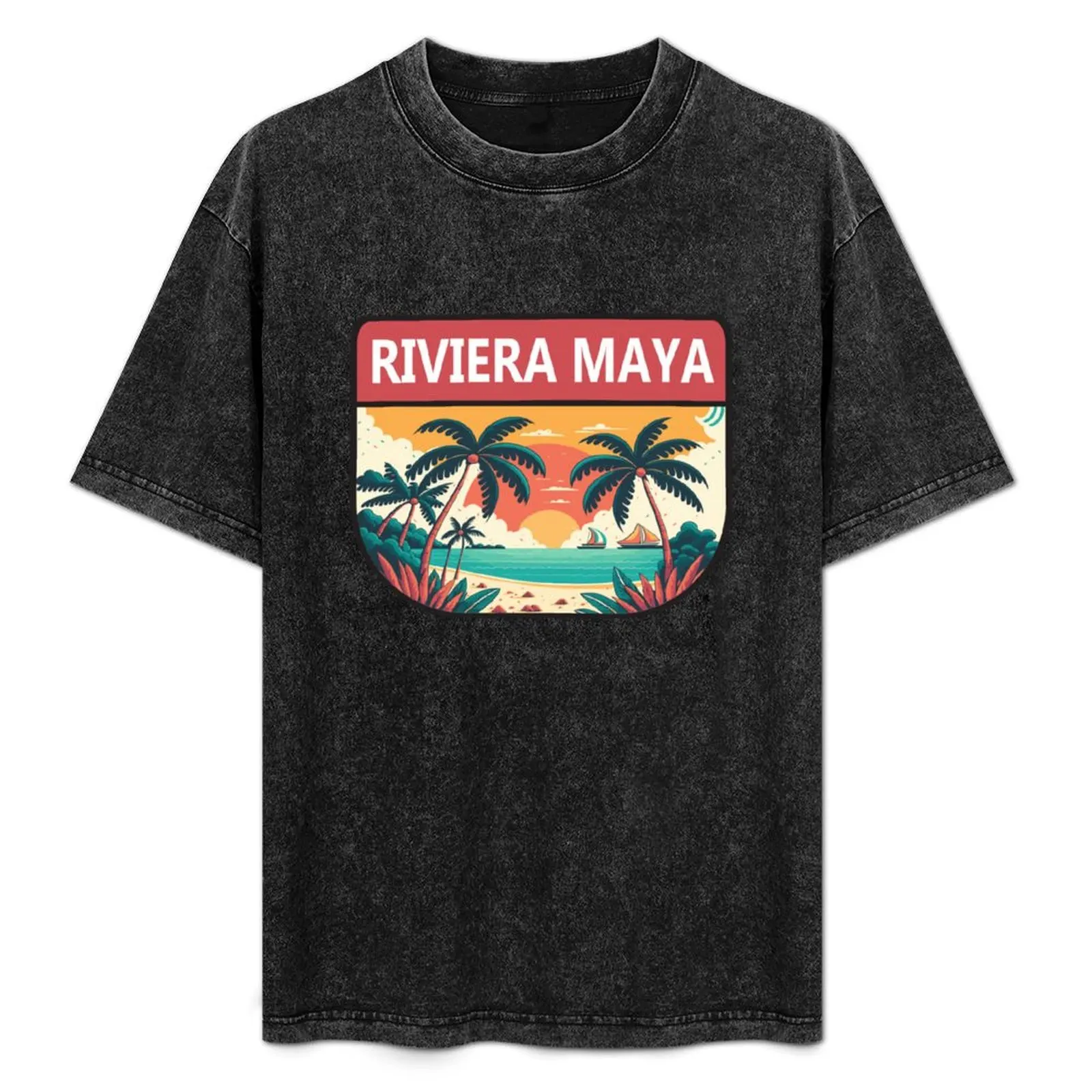 

Футболка с ретро-эмблемой Riviera Maya, классическая базовая повседневная футболка