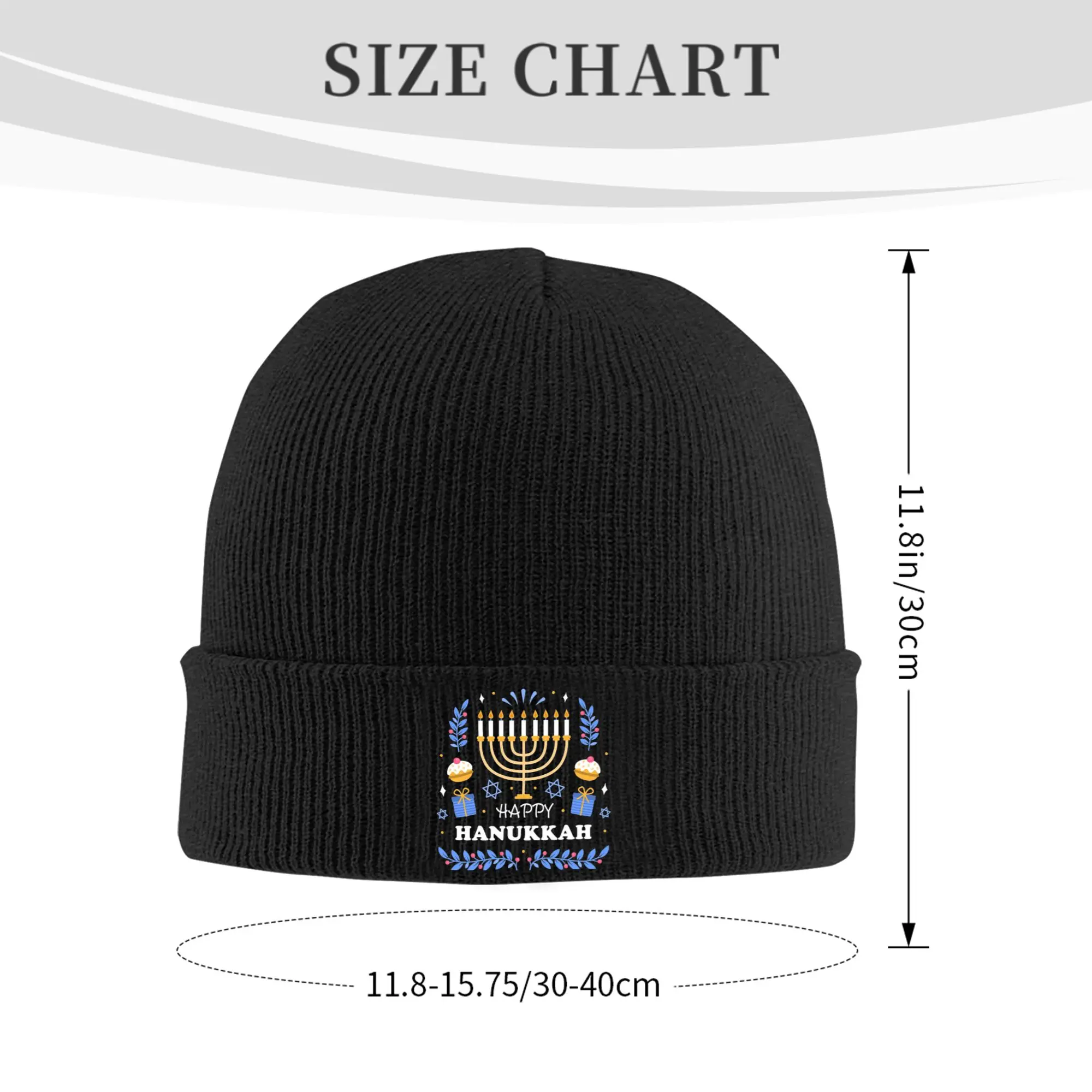 Happy Hanukkah Festival of Lights Hat Autumn Winter Beanie Warm  Caps Unisex Acrylic Knitted Caps