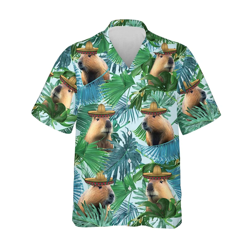 

Funny Capybara 3D Print Shirts For Men Clothes Casual Cute Kapibara Beach Shirt Hawaiian Animal Cartoon Blouses Women Lapel Tops