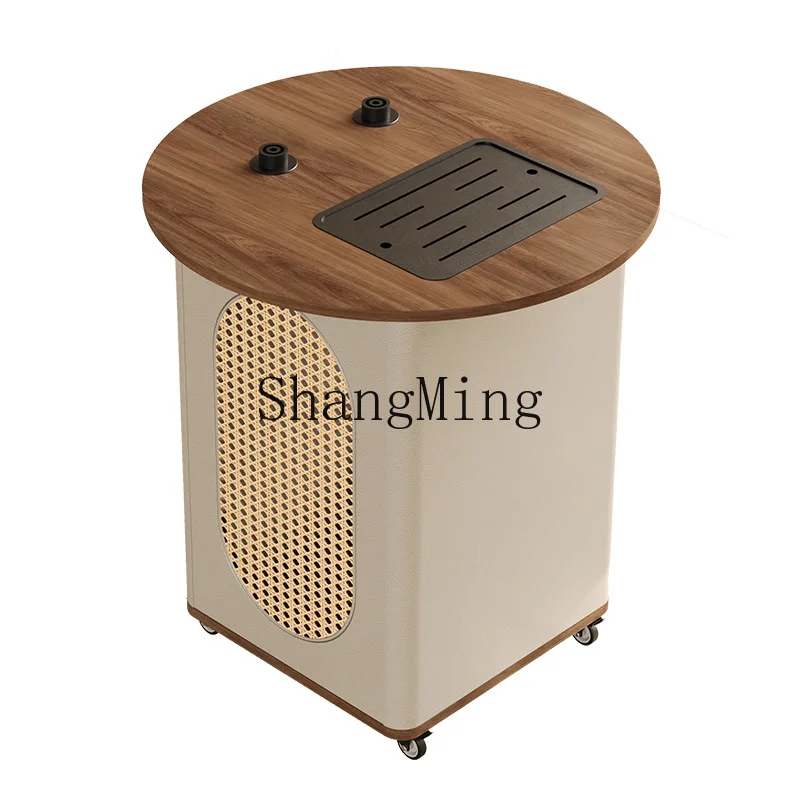 

CL Movable Coffee Table Living Room Household with Wheels Tea Table Sofa Side Table Small Balcony Small Apartment Cream Style
