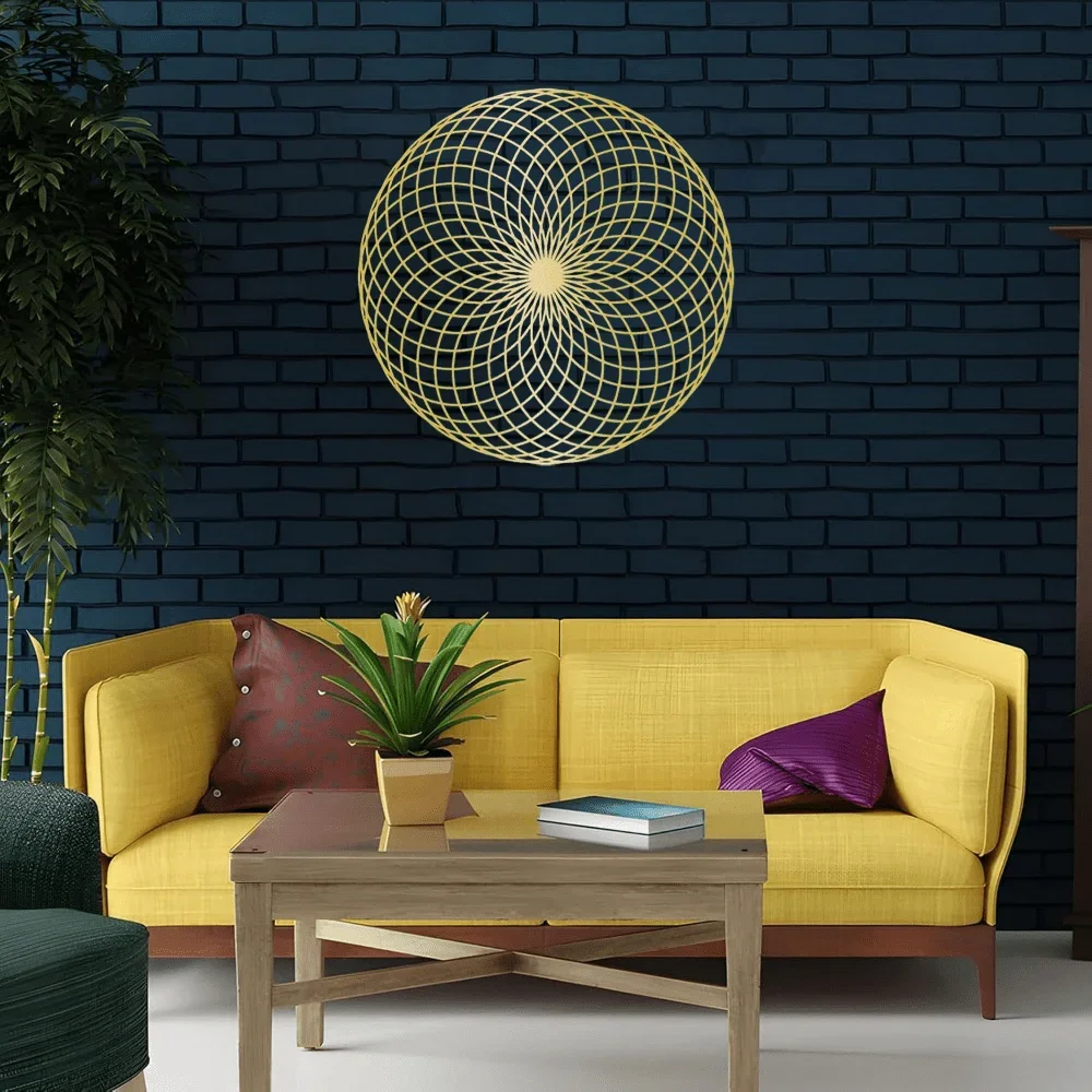 Metaliczne kreacje ścienne Mystic Yantra Wall Art Święta geometria Mandala Pierścień Dekoracja Medytacja Rzeźby Dusza salon Prezenty — zdjęcie 5