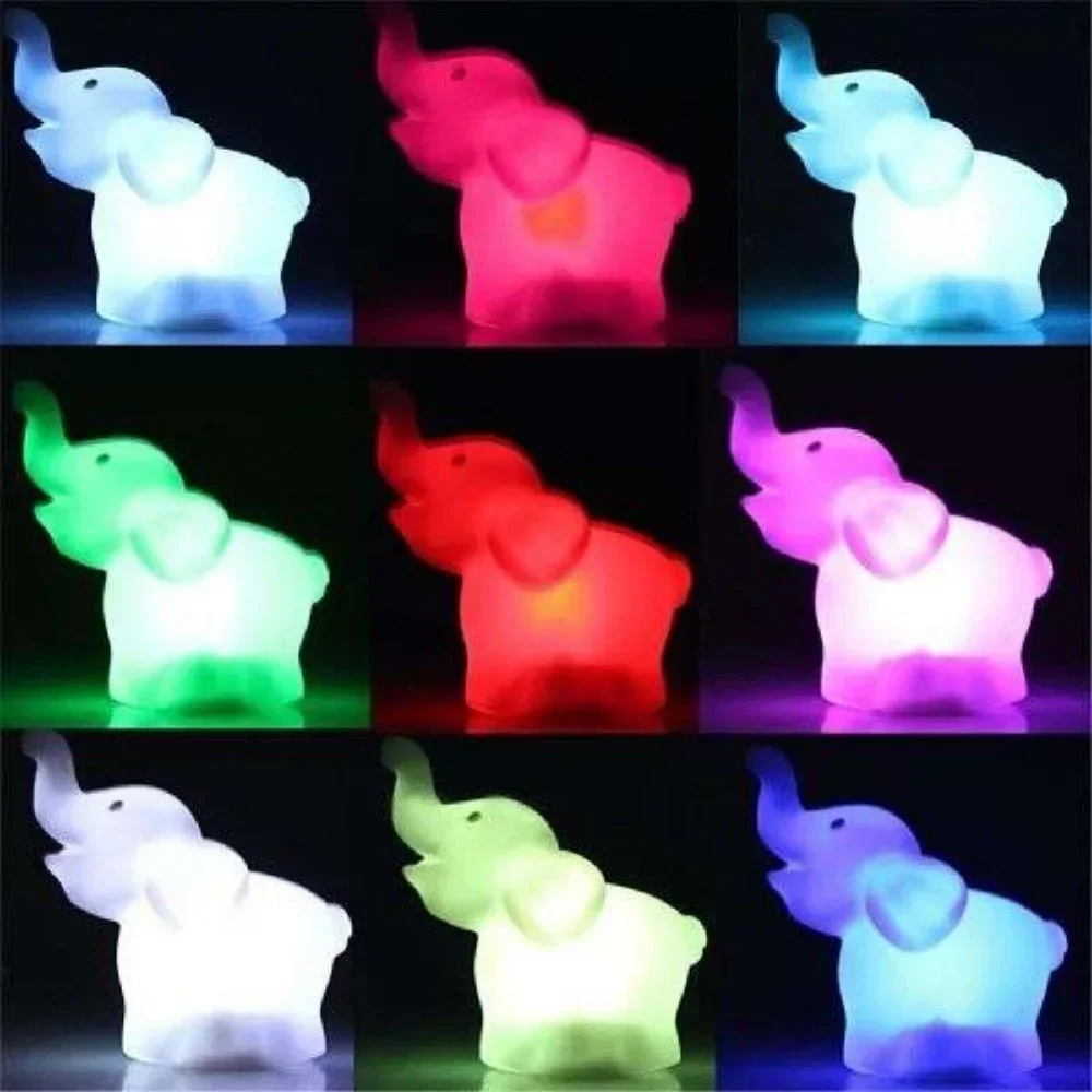 Carton Elephant Led Night Light Soft Light Eye Protecton Lamp Babies Sleeping Toys Creative Animal Decor Night Lamp Home Decor