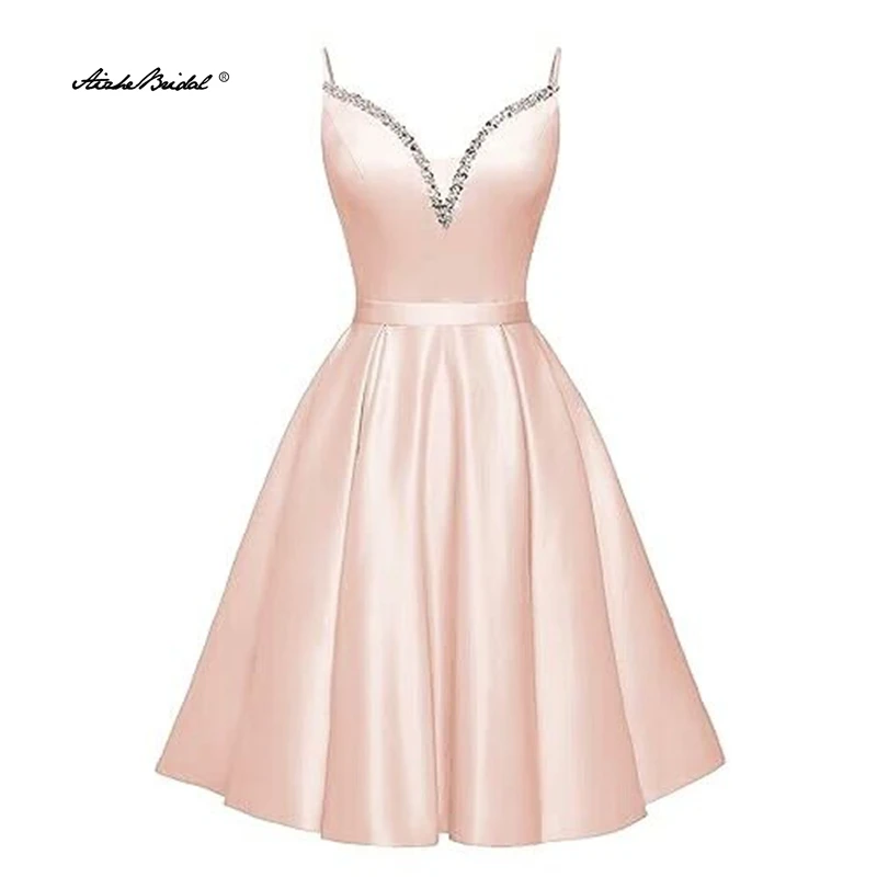 

Классическое коктейльное платье на тонких бретельках Короткие платья для выпускного вечера длиной до колена со шнуровкой