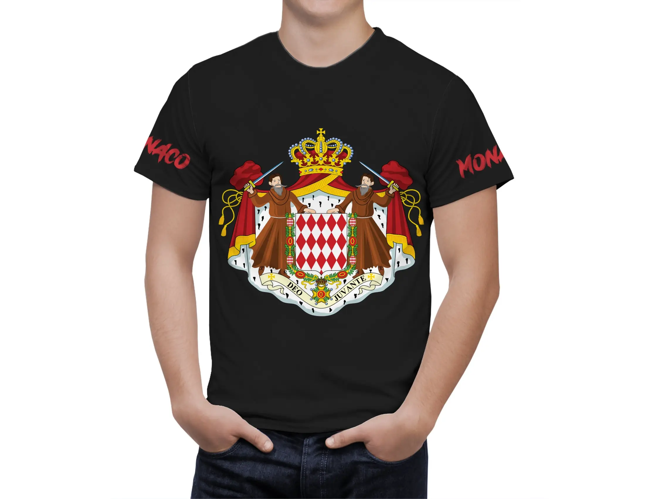 

Monaco Flag 3D T Shirt For Men Fashion Hip Hop Street Short Sleeve Vintage Look Tees Shirt Man Clothing