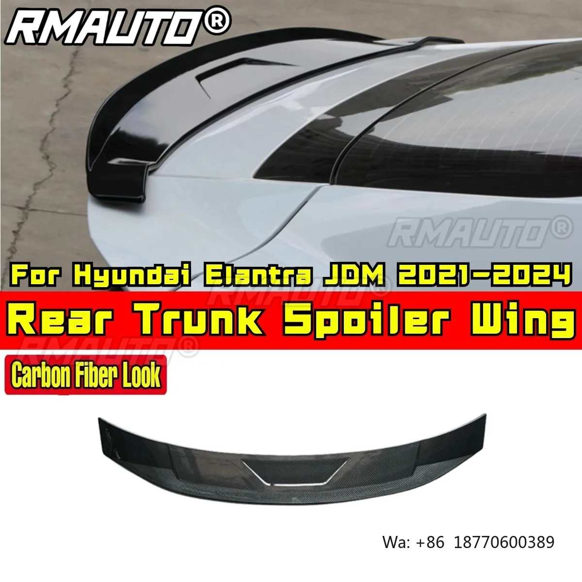 

Rear Trunk Spoiler Wing Rear Roof Spoiler Roof Wing Body Kit for Hyundai Elantra JDM 2021-2024 Car Accessories