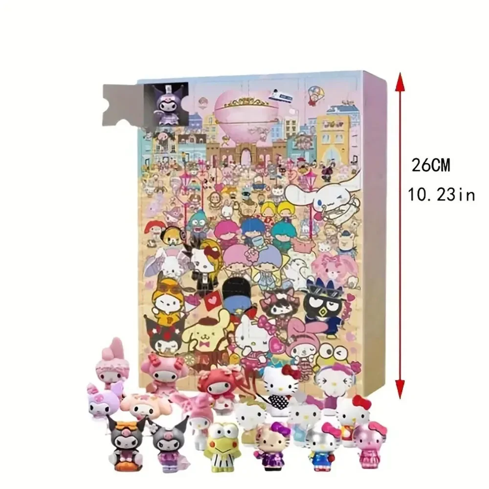 Cute Sanrio Anime Blind Box Christmas Advent Calendar Hello Kitty Kuromi Melody Cinnamoroll Kawaii Cartoon Kid Toys Mystery Gift