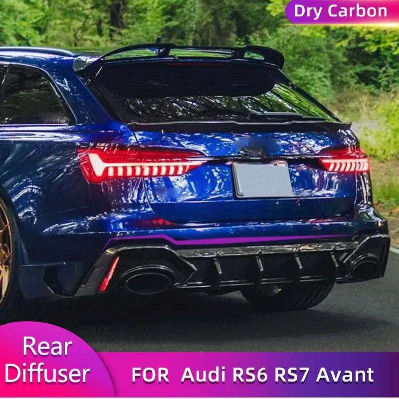 Prepreg Dry Carbon Rear Bumper Diffuser Lip Spoiler for Audi RS6 RS7 Avant 2019-2021 Car Rear Diffuser Lip Splitters Body Kits