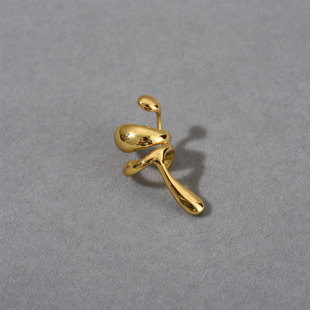 Fashion Unique Design Brass Plated 18K Gold Silver Earrings Geometric Irregularity Ear Cuffs Women Minimalist Jewelry view 4