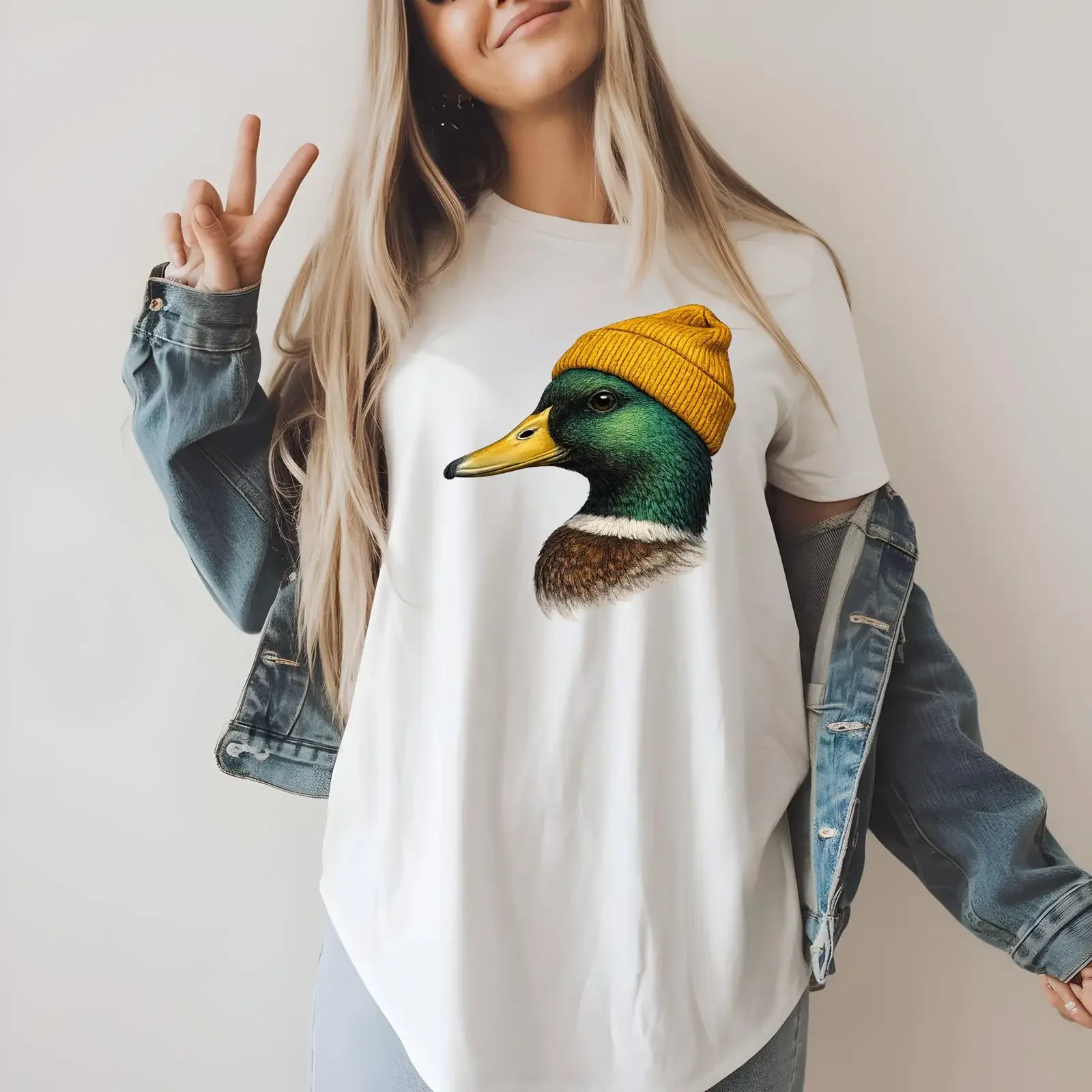Mallard Duck SweaT T Shirt Mustard Beanie Hat Aesthetic Drake Retro Nature Lover  vintage Washed designer clothes Casual